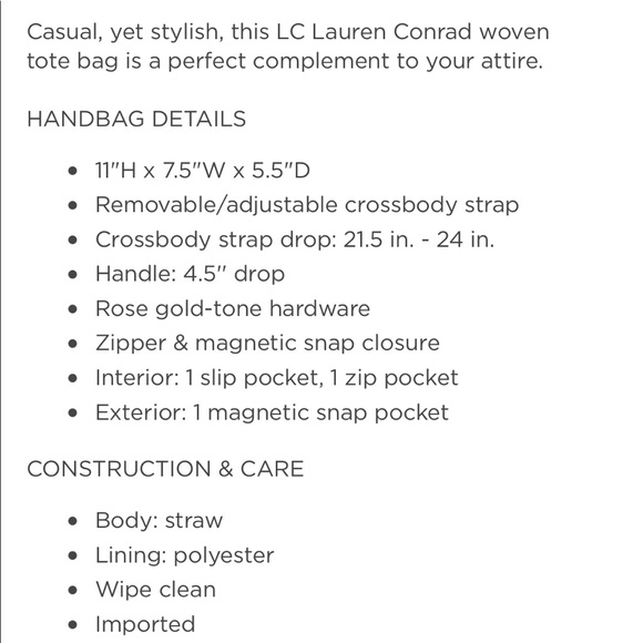 LC White Woven Mini Tote Bag - Picture 7 of 7